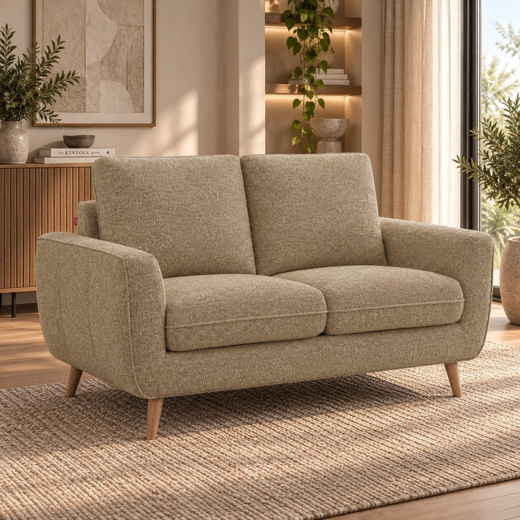 Johnson 2 Seater Fabric Couch - Leather Gallery - French Khaki