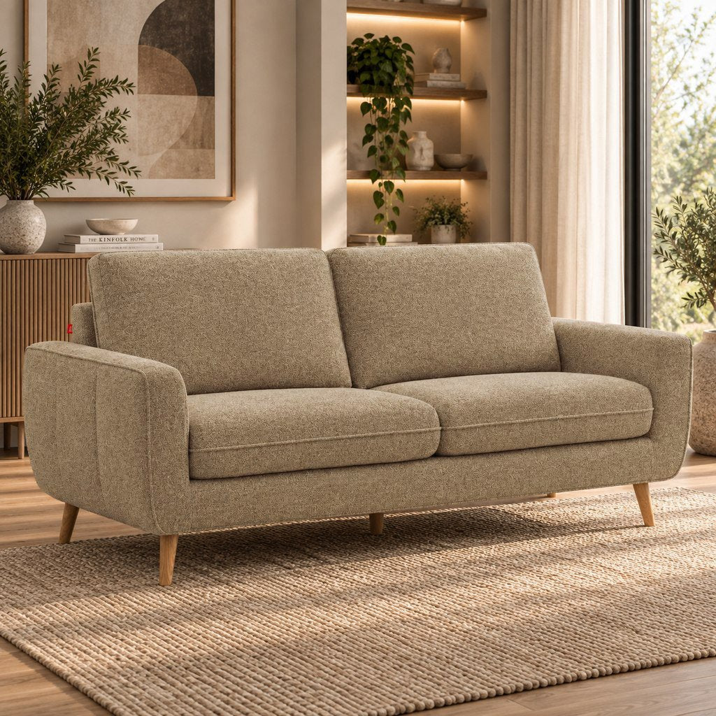 Johnson 3 seater Fabric Couch - Leather Gallery - French Khaki