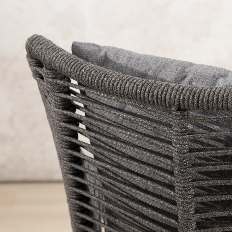Marlin Patio Chairs and Table, Set of 3 – Black, shown in a modern, minimalist patio space. | Patio chairs and table, patio lounge set, patio furniture, patio chairs, outdoor chairs, outdoor chairs for sale