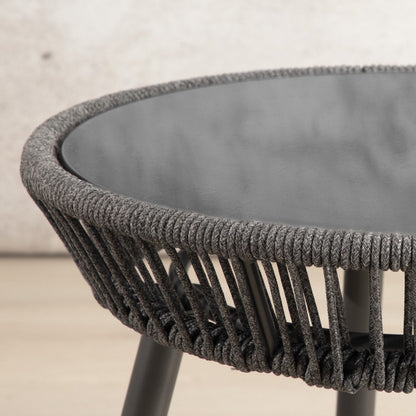 Marlin Patio Chairs and Table, Set of 3 – Black, shown in a modern, minimalist patio space. | Patio chairs and table, patio lounge set, patio furniture, patio chairs, outdoor chairs, outdoor chairs for sale