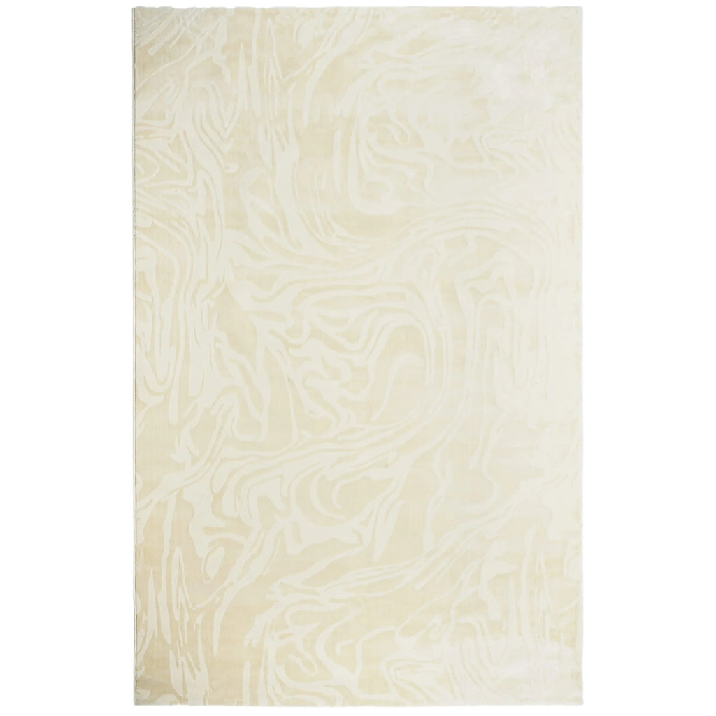 Gallery Everyday Marmora Rug in Natural Pearl, featuring a textured cream surface with a flowing wavy pattern.