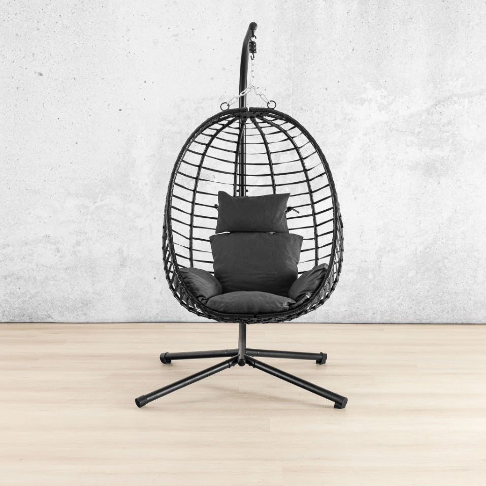 Quinn Hanging Chair - Dark Grey, front view | hanging chairs, hanging chairs for sale, outdoor chairs, egg chair, outdoor furniture
