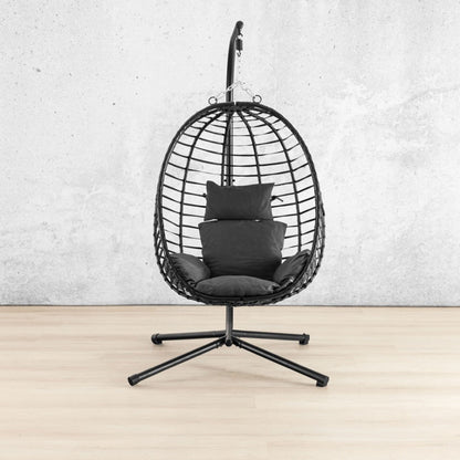 Quinn Hanging Chair - Dark Grey, front view | hanging chairs, hanging chairs for sale, outdoor chairs, egg chair, outdoor furniture
