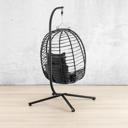 Quinn Hanging Chair - Dark Grey, front view | hanging chairs, hanging chairs for sale, outdoor chairs, egg chair, outdoor furniture