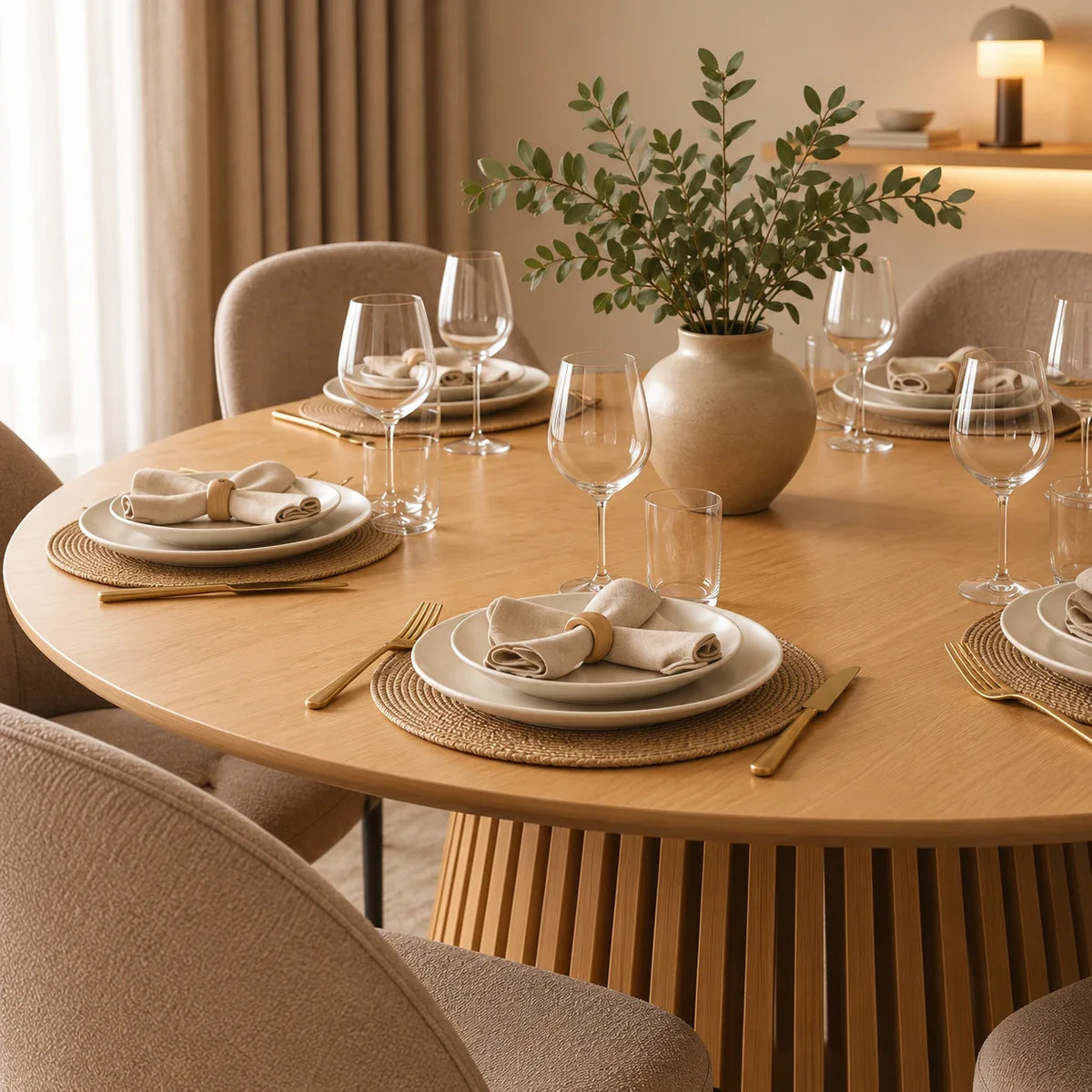 Camden Wood Dining Table - Natural | dining tables, wood dining table, round dining table, 6 seater dining table