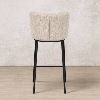 Back view of Carl Fabric Bar Chair in beige. | Bar chairs, bar stools for sale, barstool, dining chair, bar stools and chairs, bar chairs for kitchen 