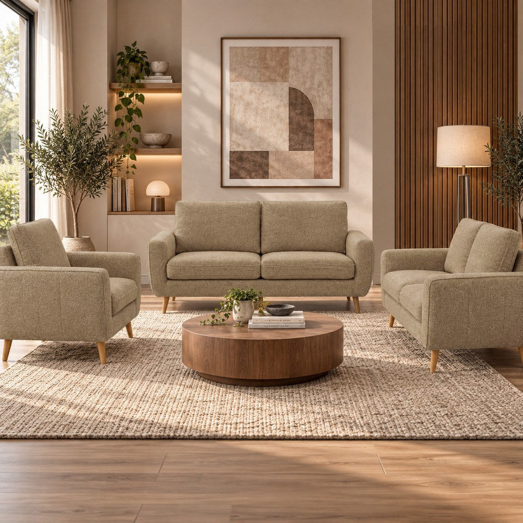 Johnson 3+2+1 Fabric Couch Suite -  French Khaki 