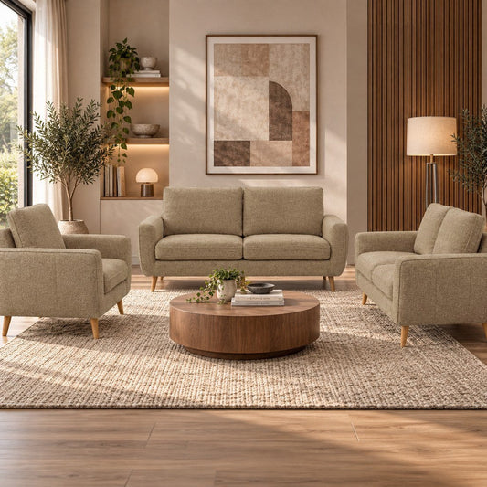 Johnson 3+2+1 Fabric Couch Suite -  French Khaki 