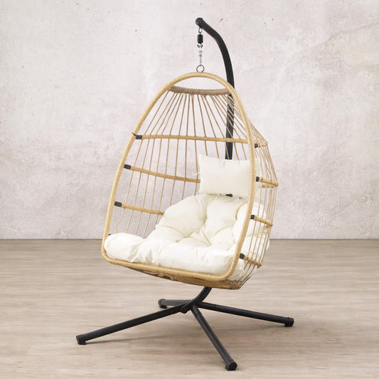 Front view of the Madison Hanging Chair - Beige | Hanging chairs, outdoor chair, egg chair, outdoor chairs for sale 