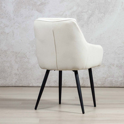 Back view of Octavia ivory dining chair showing linen upholstery and tapered legs. | dining room chair, modern dining chair, dining chairs for round table 