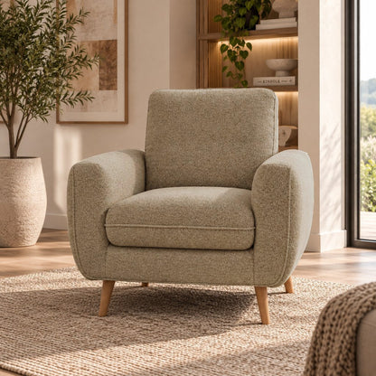 Johnson 1 Seater Fabric Couch - French Khaki
