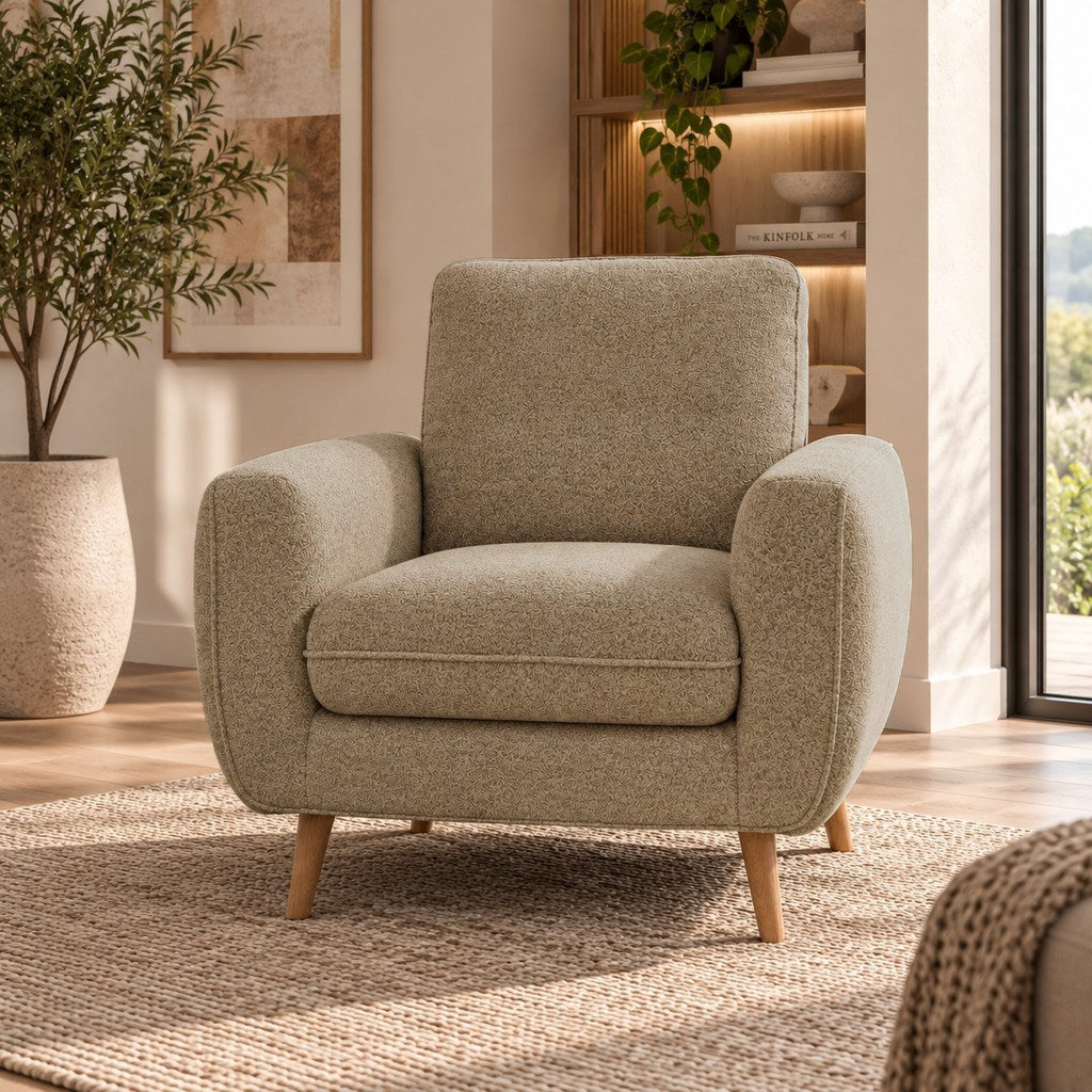 Johnson 1 Seater Fabric Couch - French Khaki