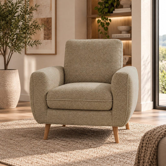 Johnson 1 Seater Fabric Couch - French Khaki