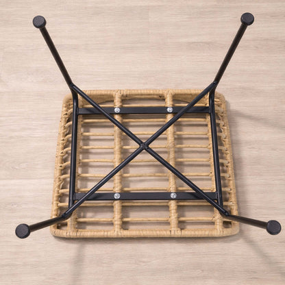 Gallery Everyday Sedona Patio Chairs and Table Set of 3, showing the woven stool with black metal legs.