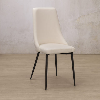 Angle view of Spencer Fabric Dining Chair in a neutral Velvet Light | Dining chairs, fabric dining chairs, dining chairs cream 